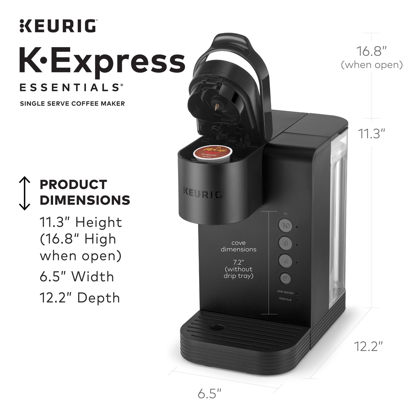 K-Express Essentials Single Serve K-Cup Pod Coffee Maker, Black